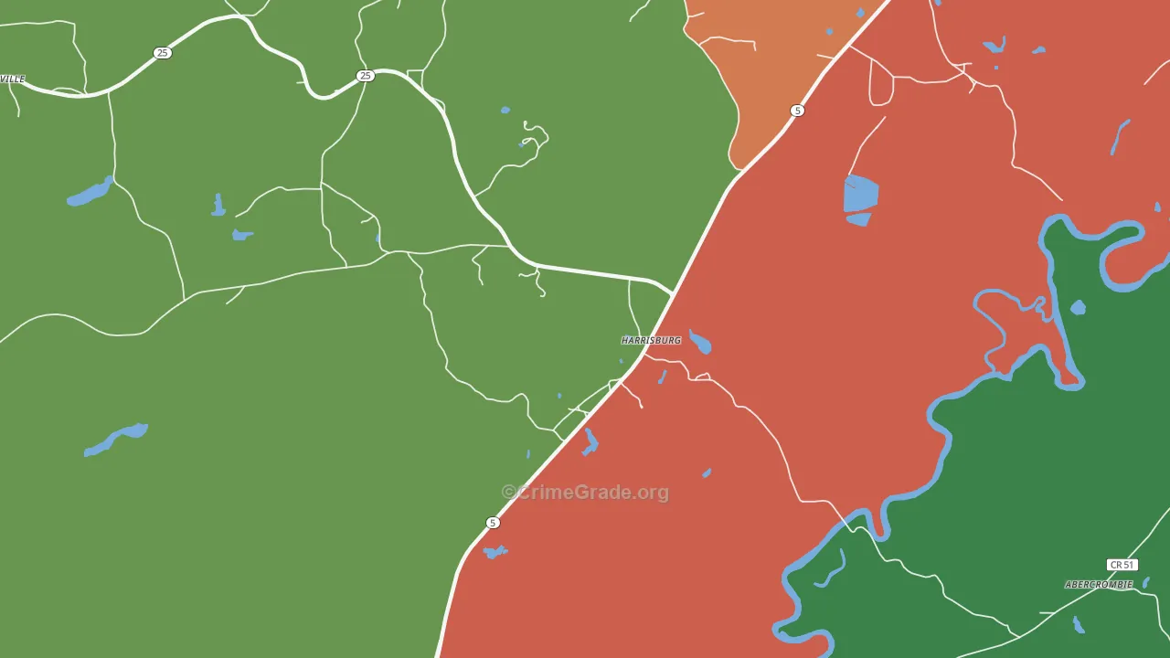 Harrisburg, AL Map of Assault Rates
