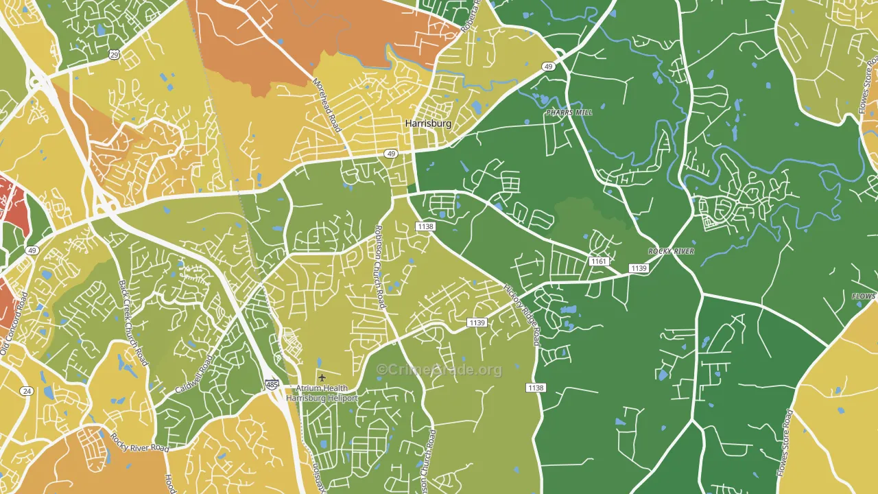Harrisburg, NC Map of Assault Rates