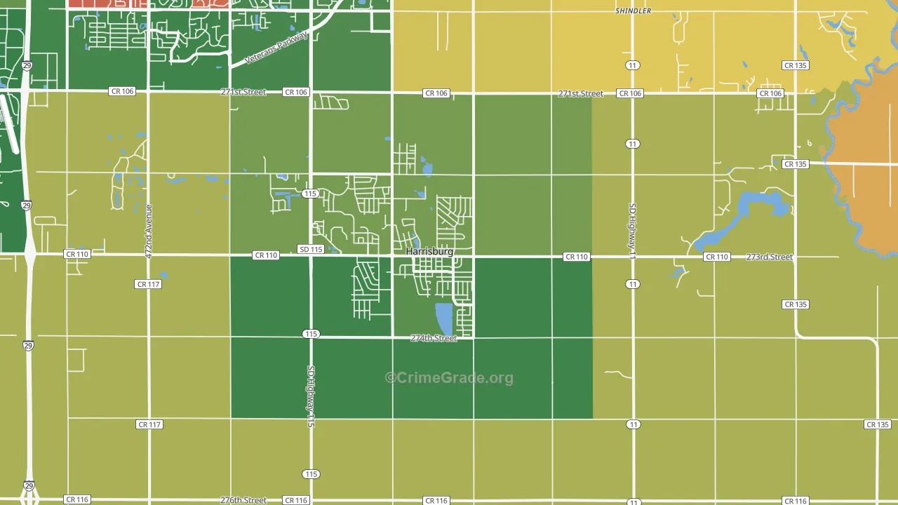 Harrisburg, SD Map of Assault Rates