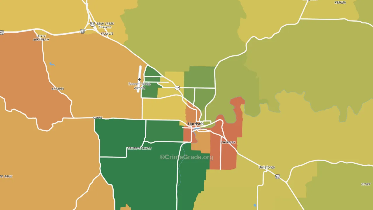 Harrison, AR Map of Assault Rates