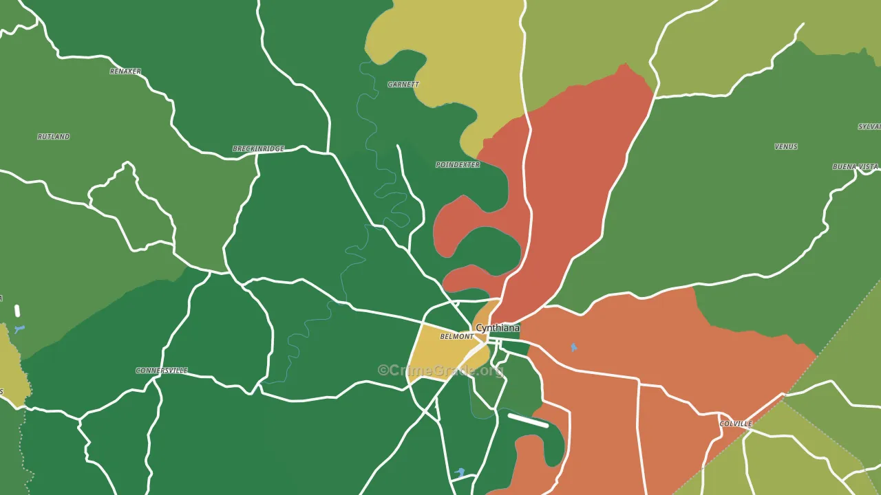 Harrison County, KY Map of Assault Rates