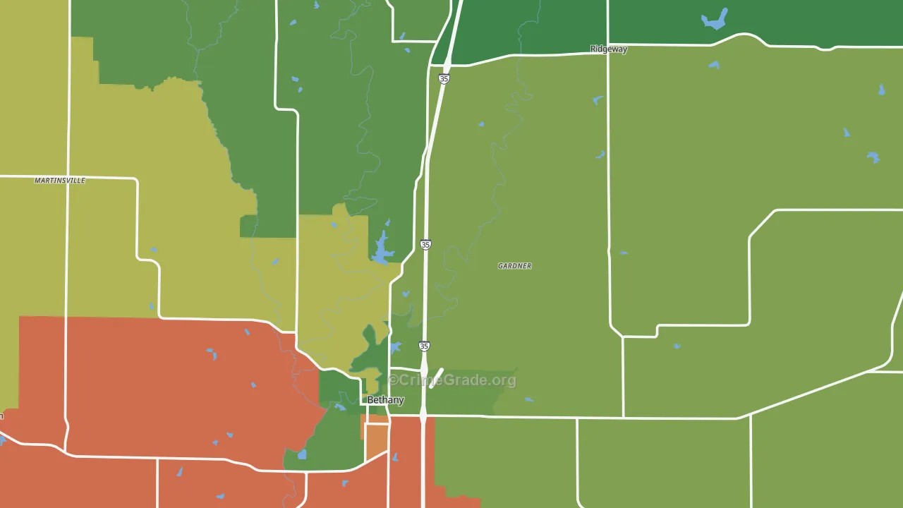 Harrison County, MO Map of Assault Rates