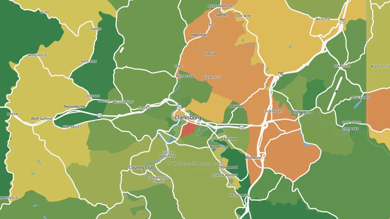 Harrison County, WV Map of Assault Rates