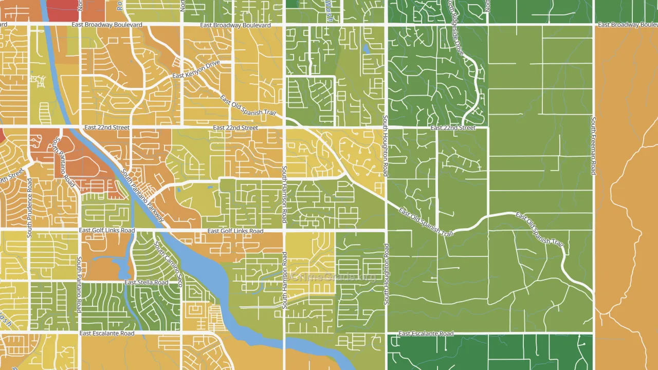 Harrison East-South, Tucson, AZ Map of Assault Rates