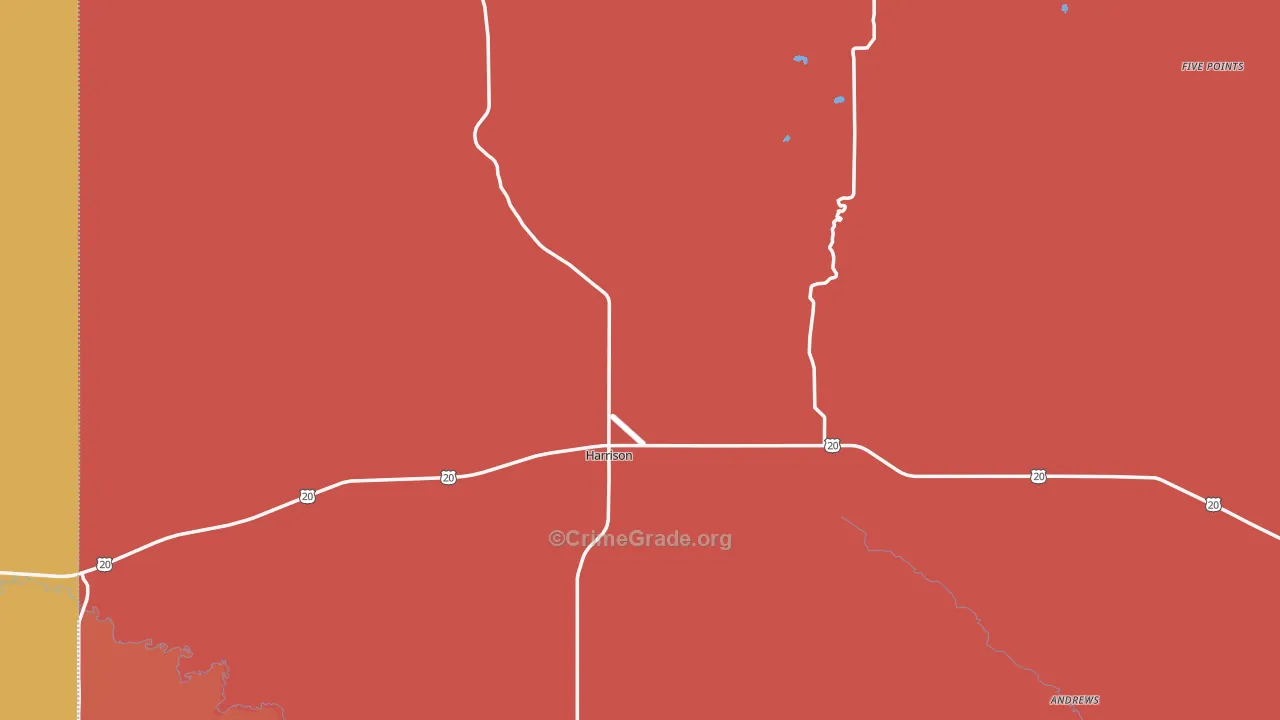 Harrison, NE Map of Assault Rates