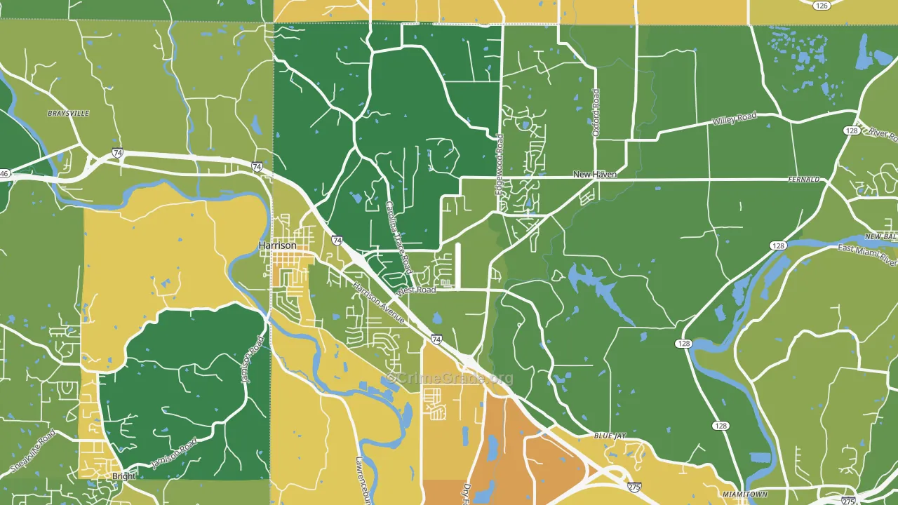 Harrison, OH Map of Assault Rates
