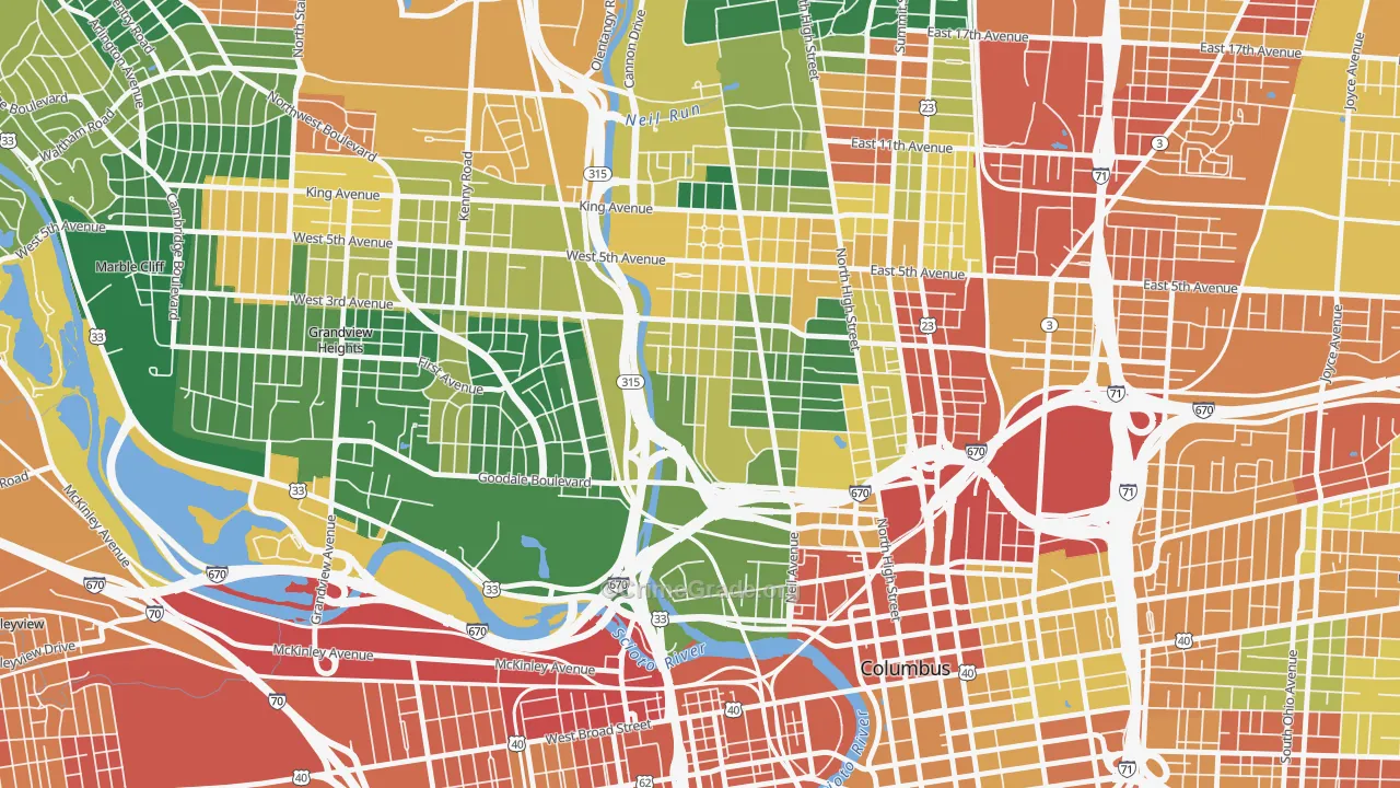 Harrison West, Columbus, OH Map of Assault Rates