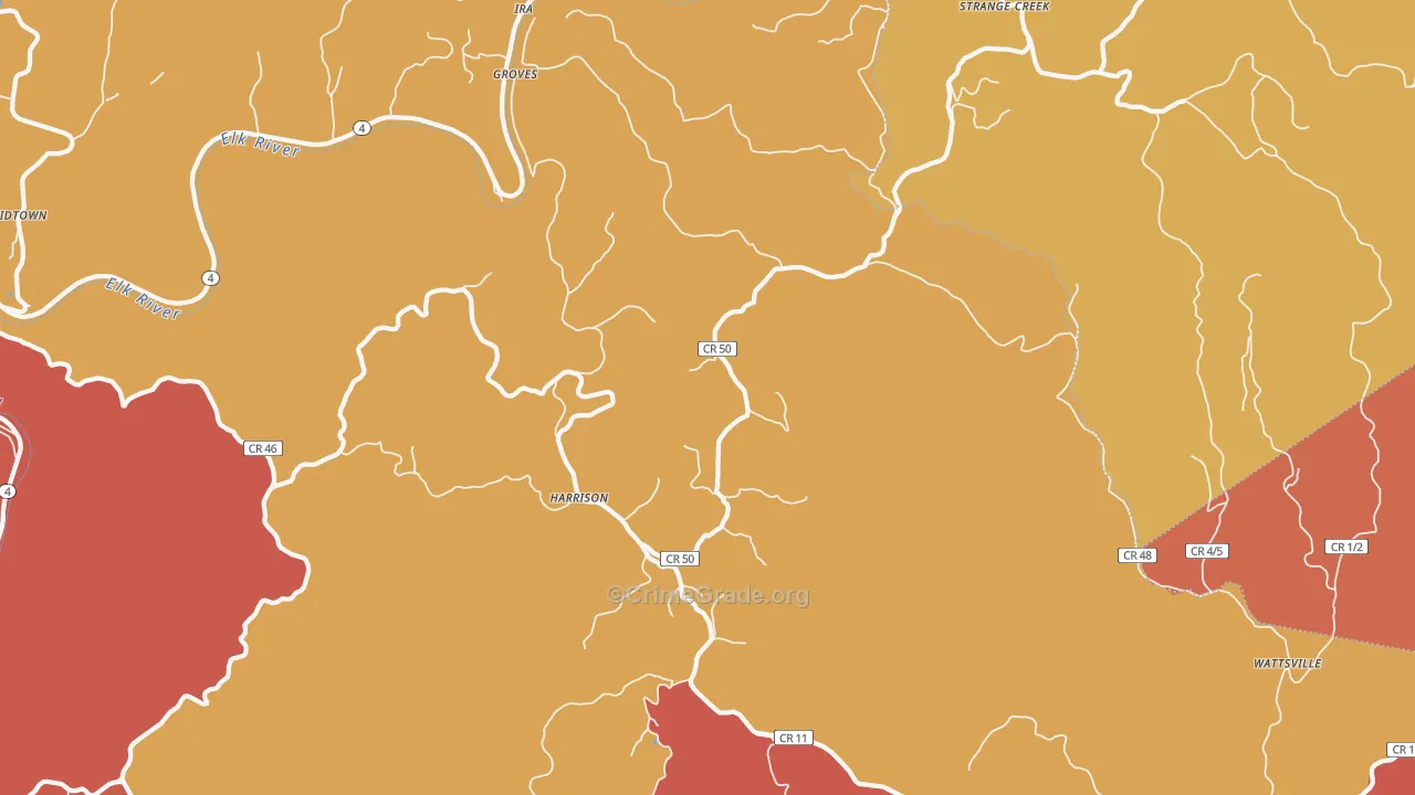 Harrison, WV Map of Assault Rates