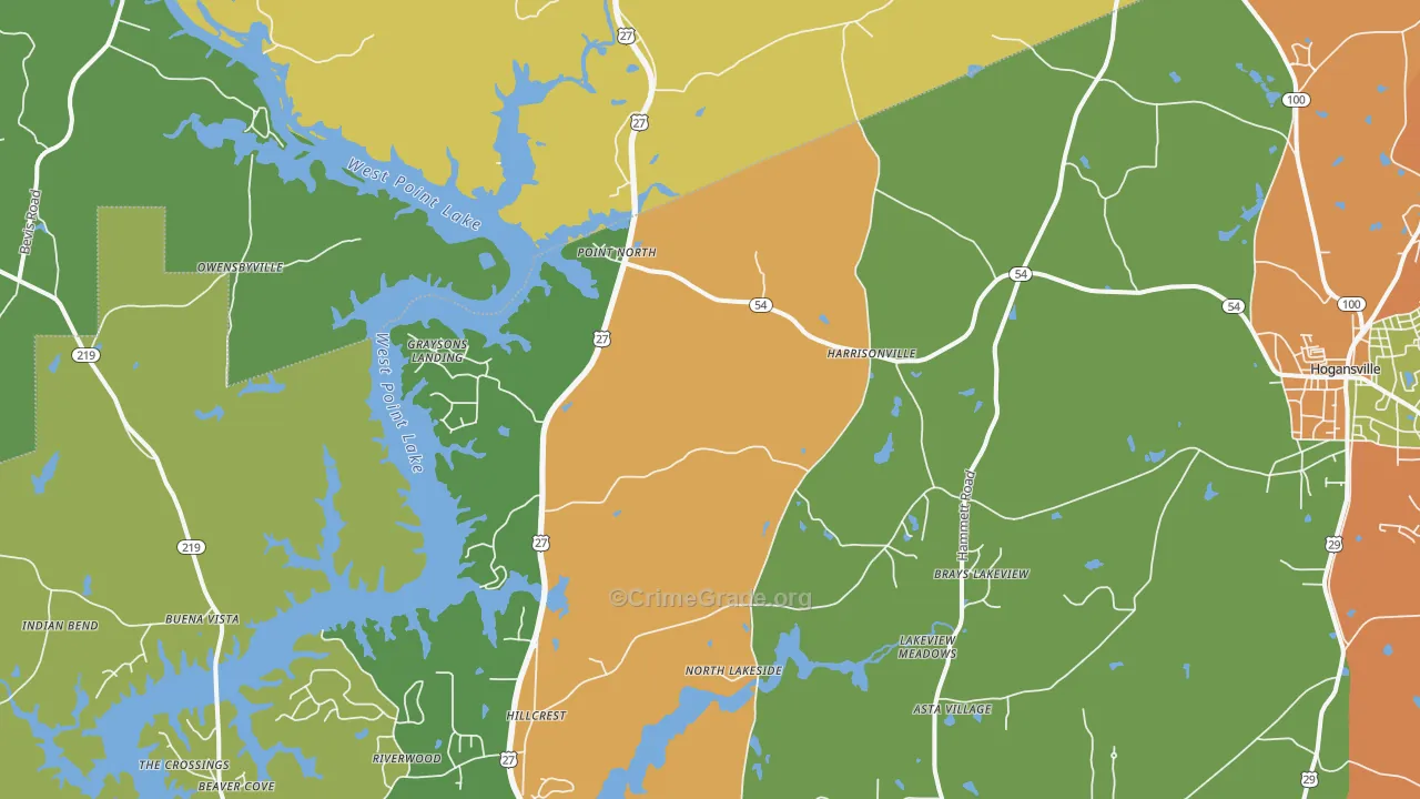 Harrisonville, GA Map of Assault Rates