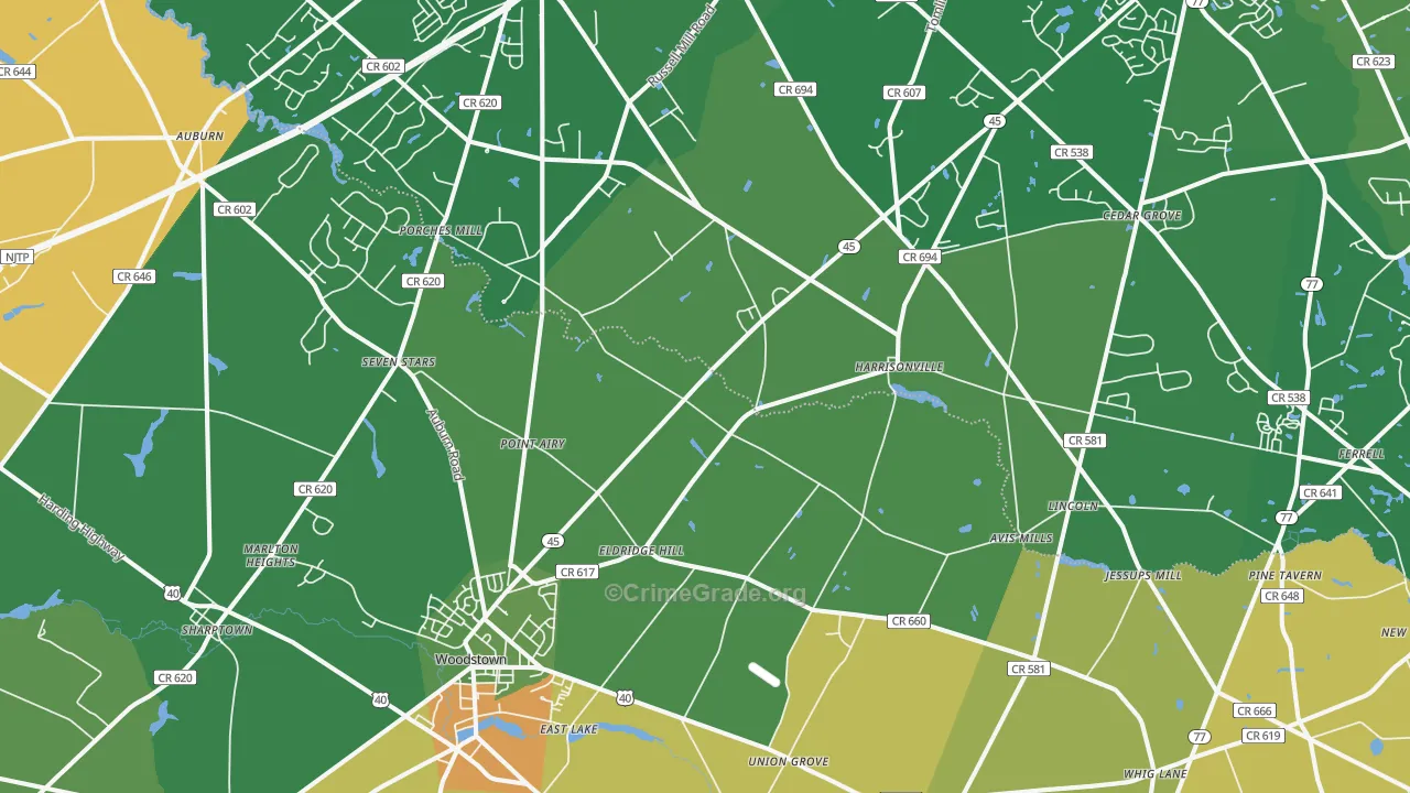 Harrisonville, NJ Map of Assault Rates
