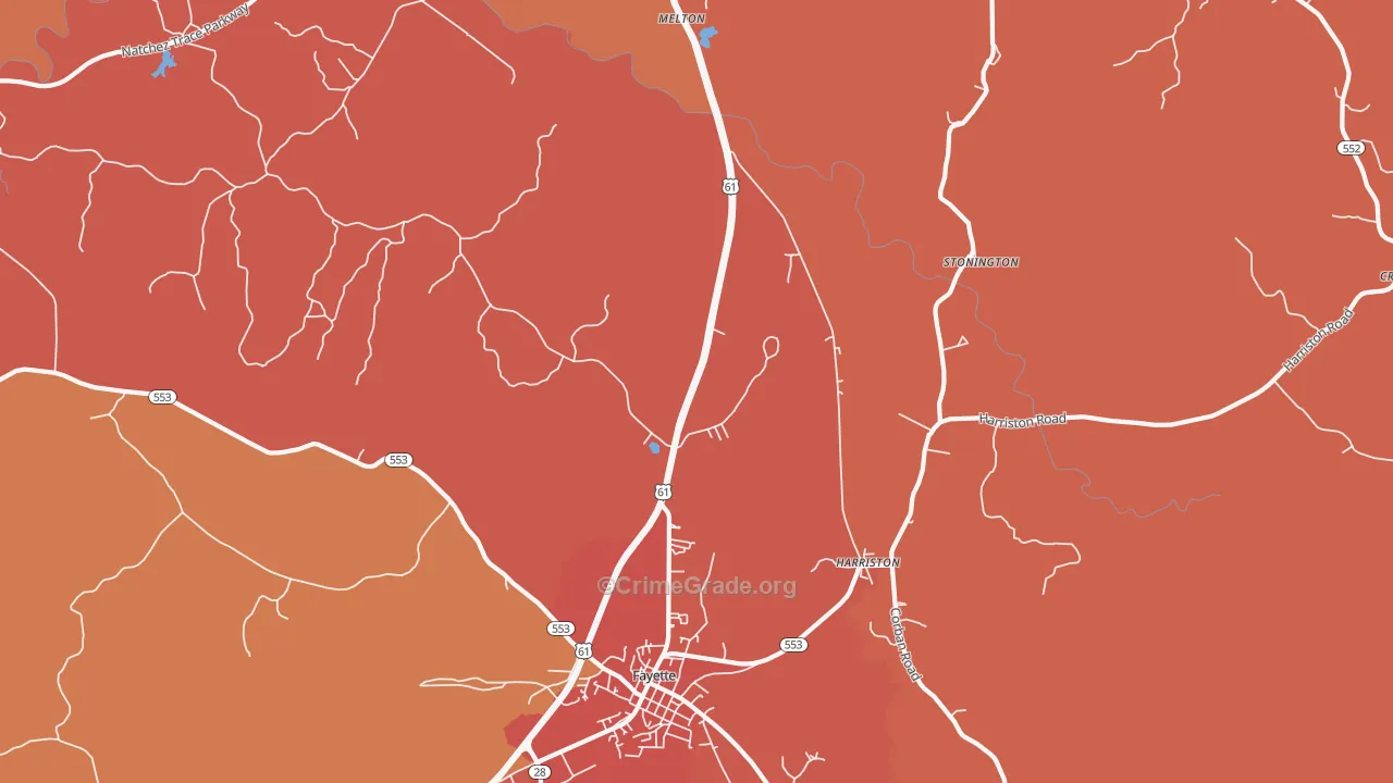 Harriston, MS Map of Assault Rates
