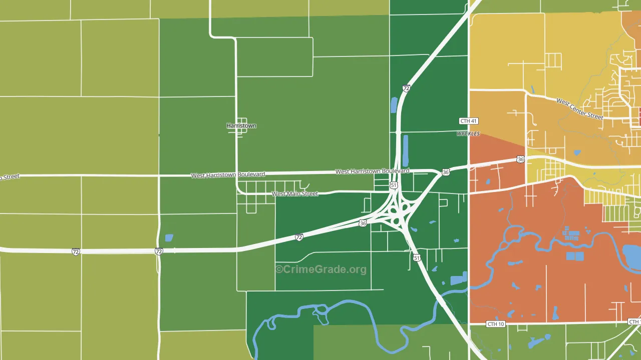 Harristown, IL Map of Assault Rates