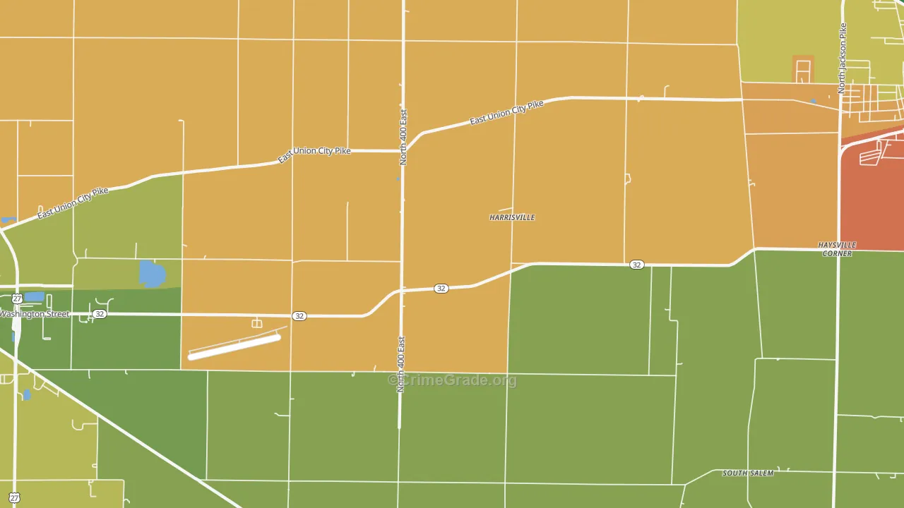 Harrisville, IN Map of Assault Rates
