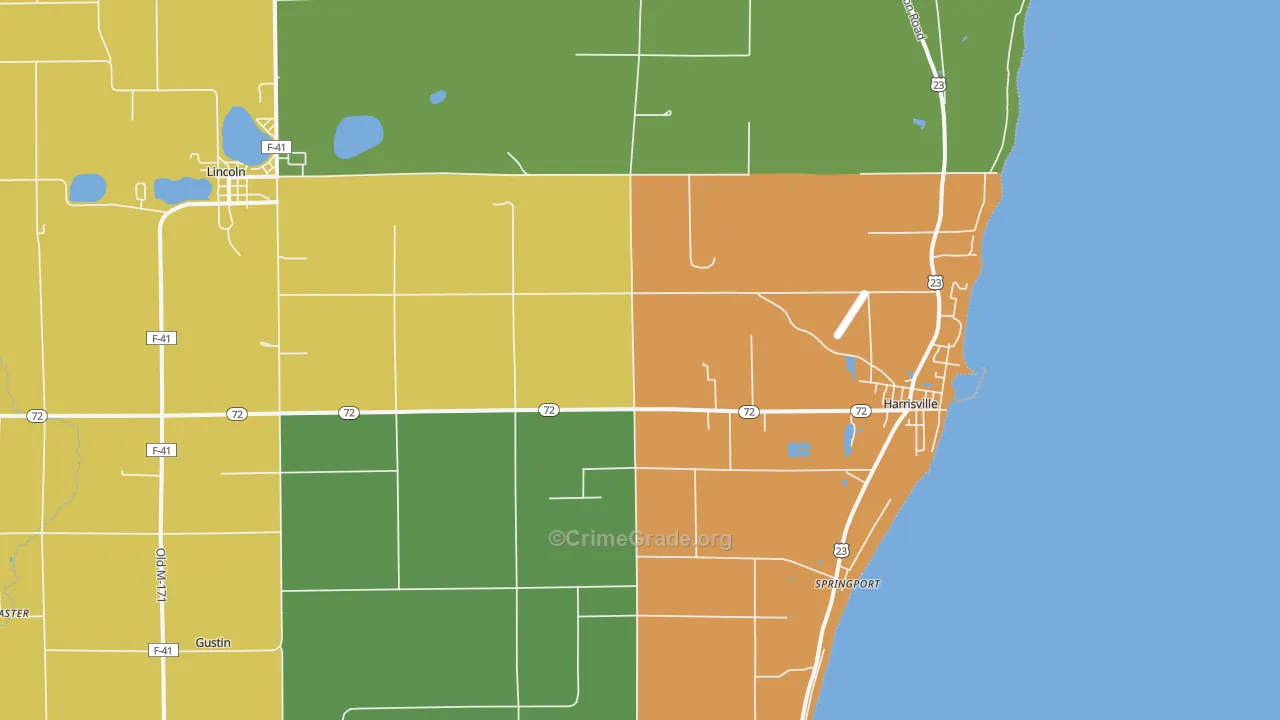 Harrisville, MI Map of Assault Rates