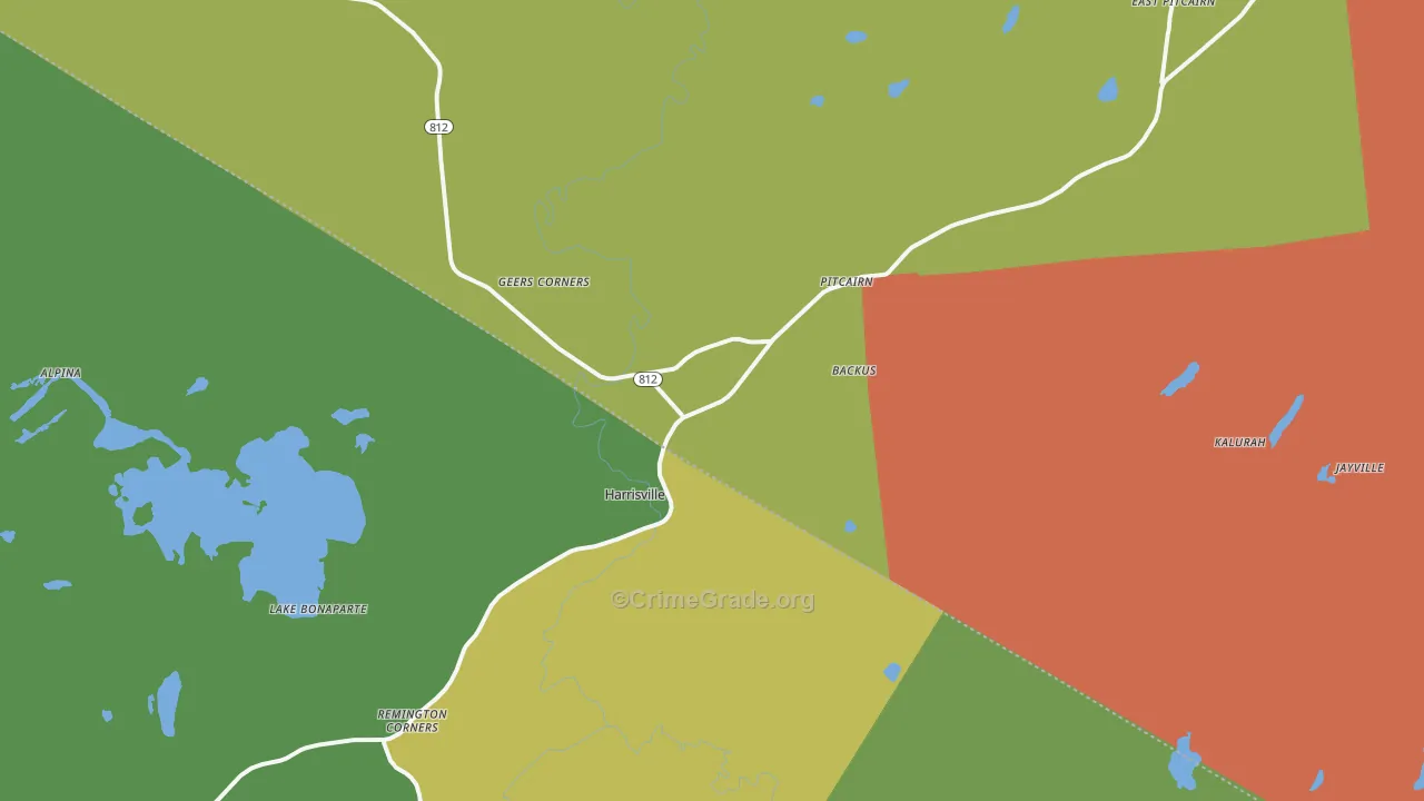 Harrisville, NY Map of Assault Rates