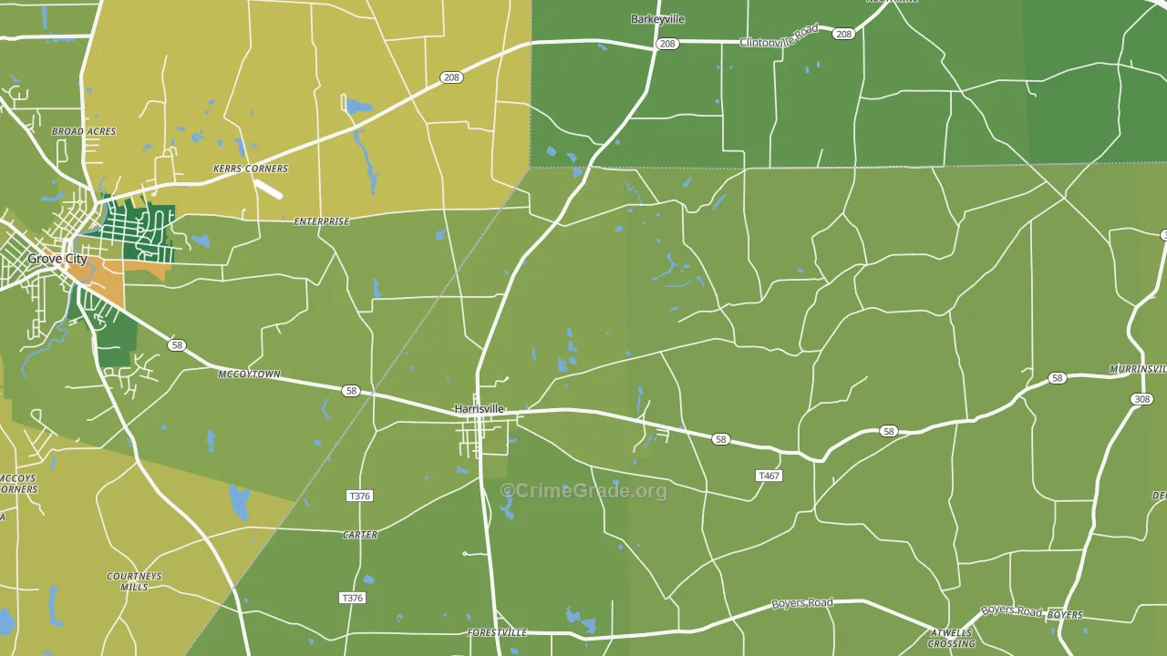 Harrisville, PA Map of Assault Rates