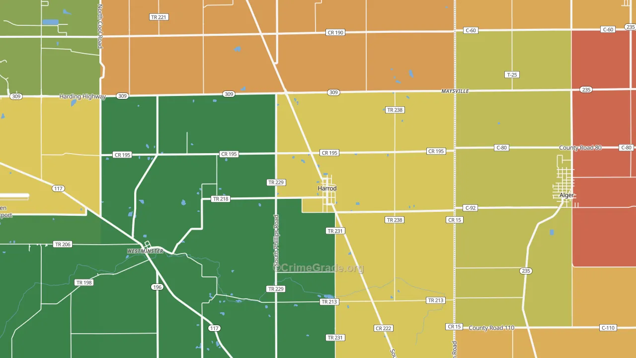 Harrod, OH Map of Assault Rates