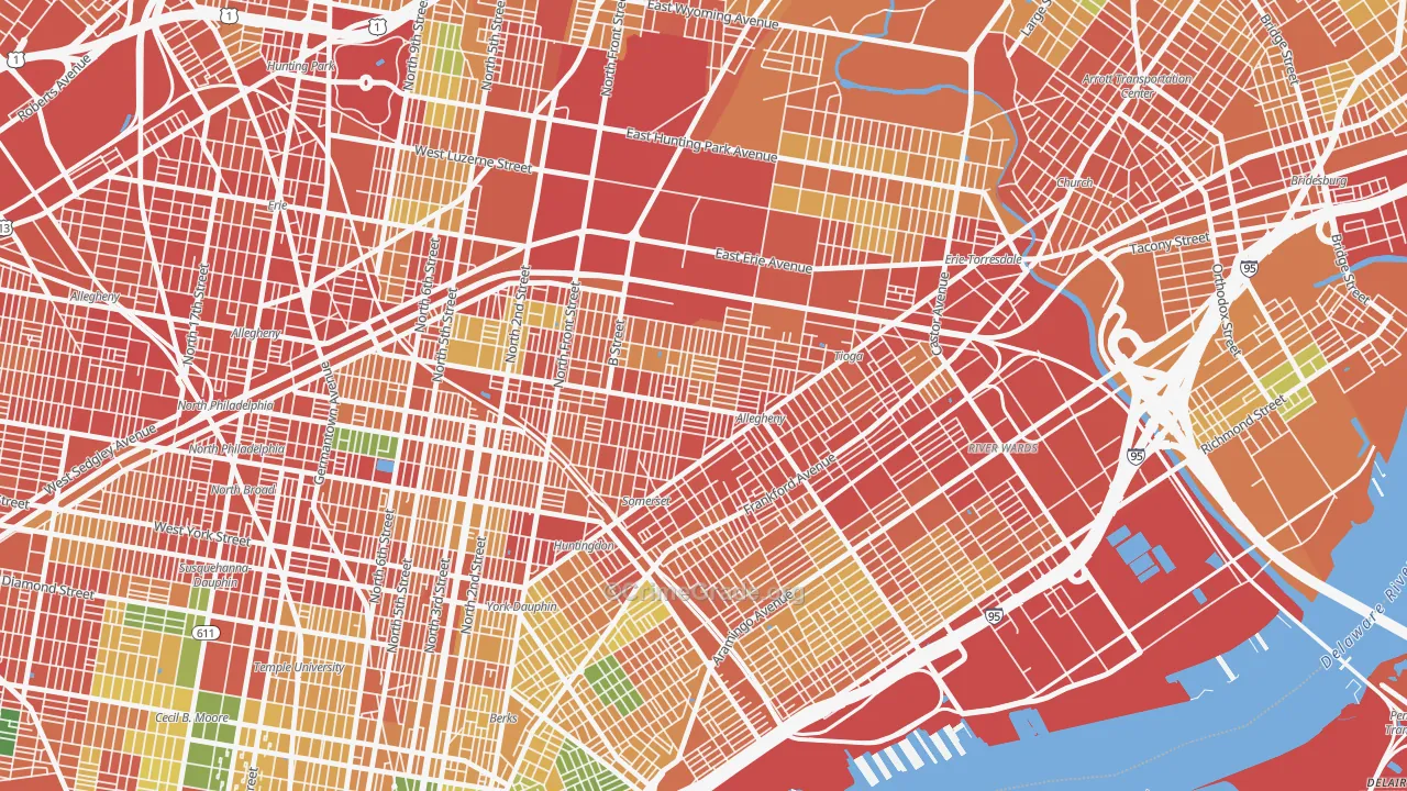 Harrowgate, Philadelphia, PA Map of Assault Rates