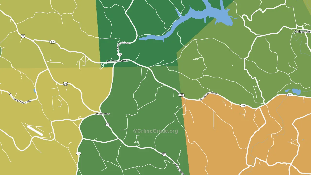 Harshaville, PA Map of Assault Rates