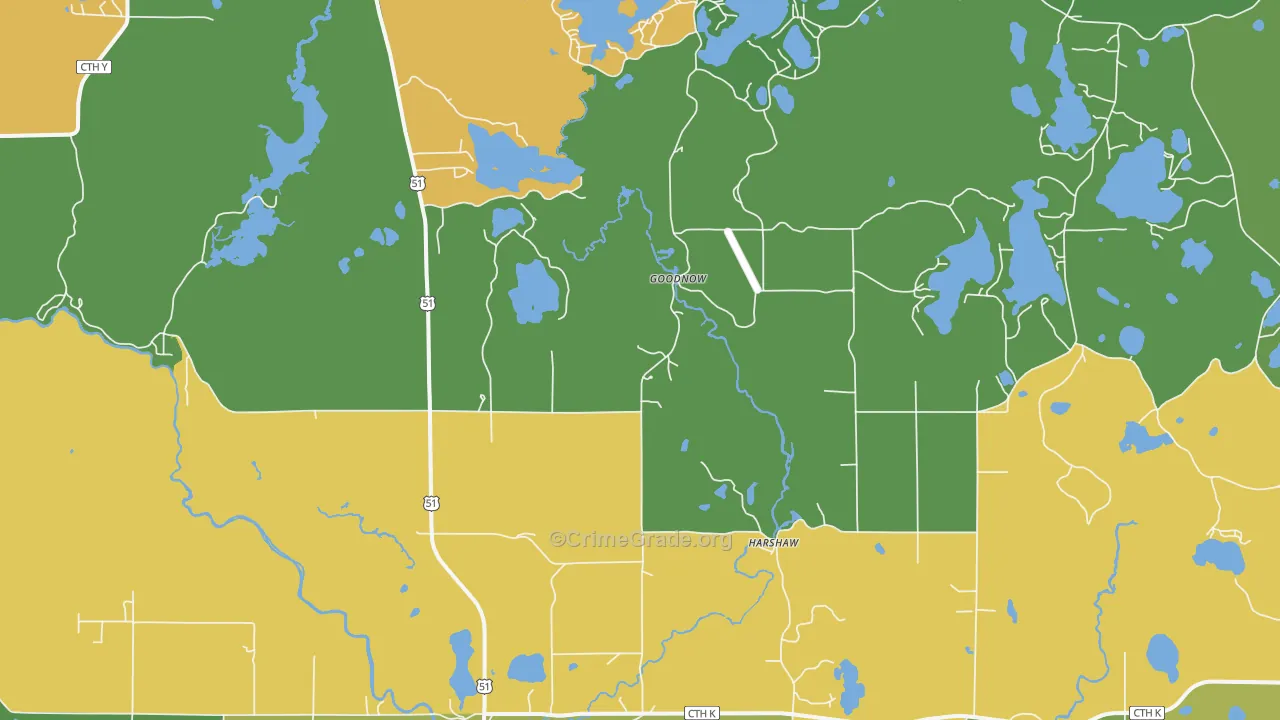 Harshaw, WI Map of Assault Rates