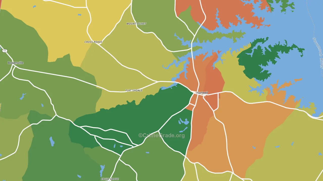 Hart County, GA Map of Assault Rates