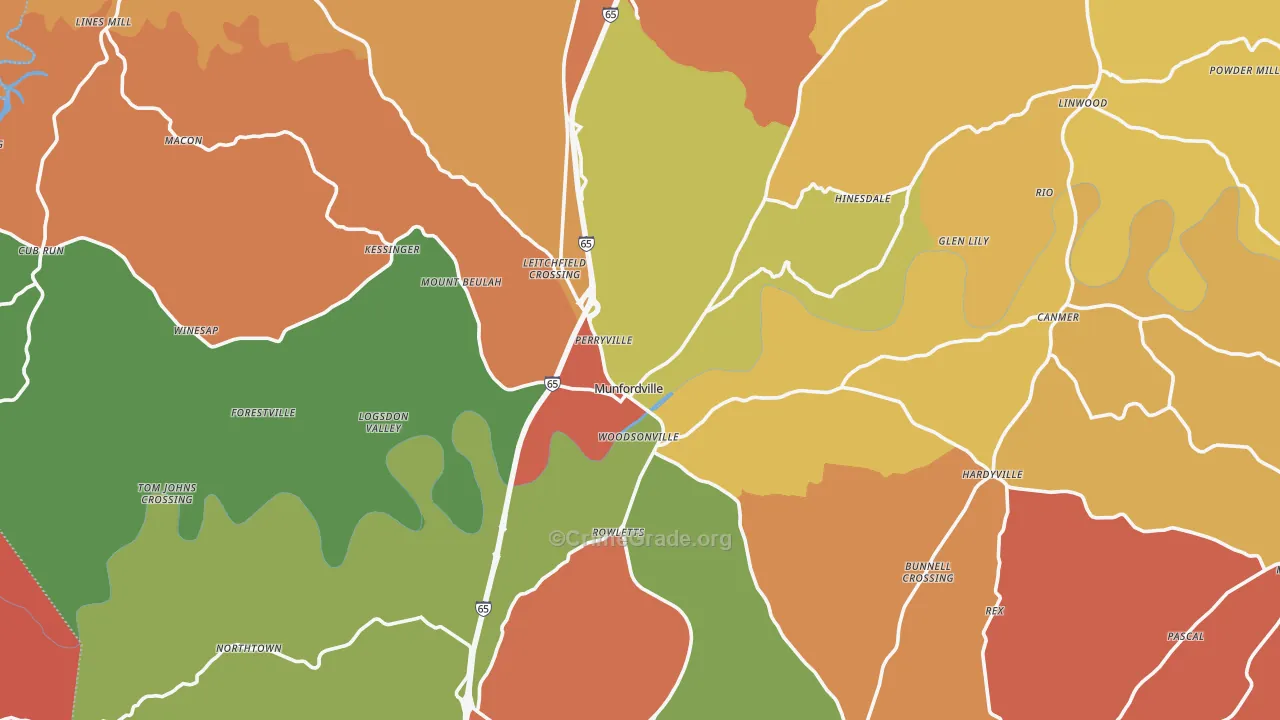Hart County, KY Map of Assault Rates