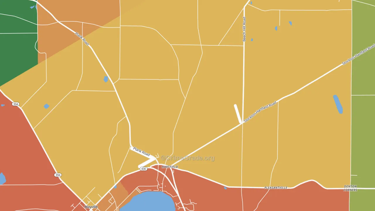 Hartfield, NY Map of Assault Rates