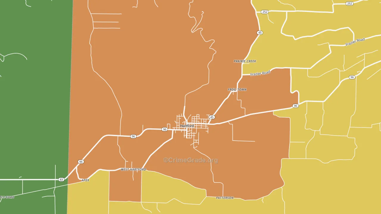 Hartford, AR Map of Assault Rates