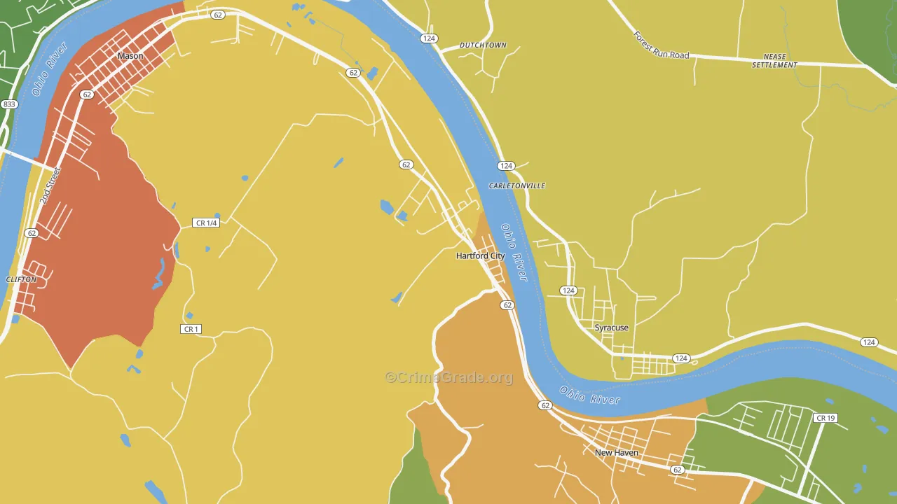 Hartford City, WV Map of Assault Rates