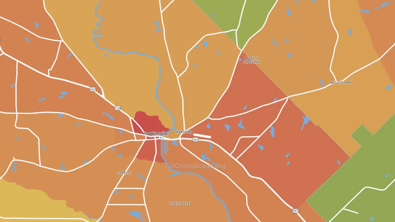 Hartford, GA Map of Assault Rates
