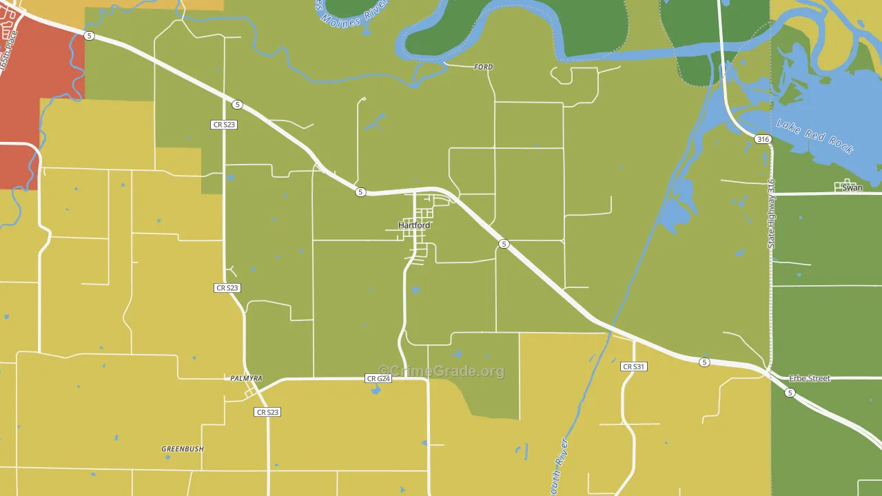 Hartford, IA Map of Assault Rates