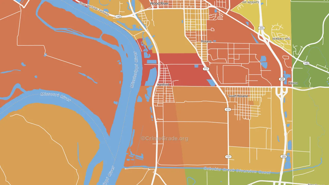Hartford, IL Map of Assault Rates