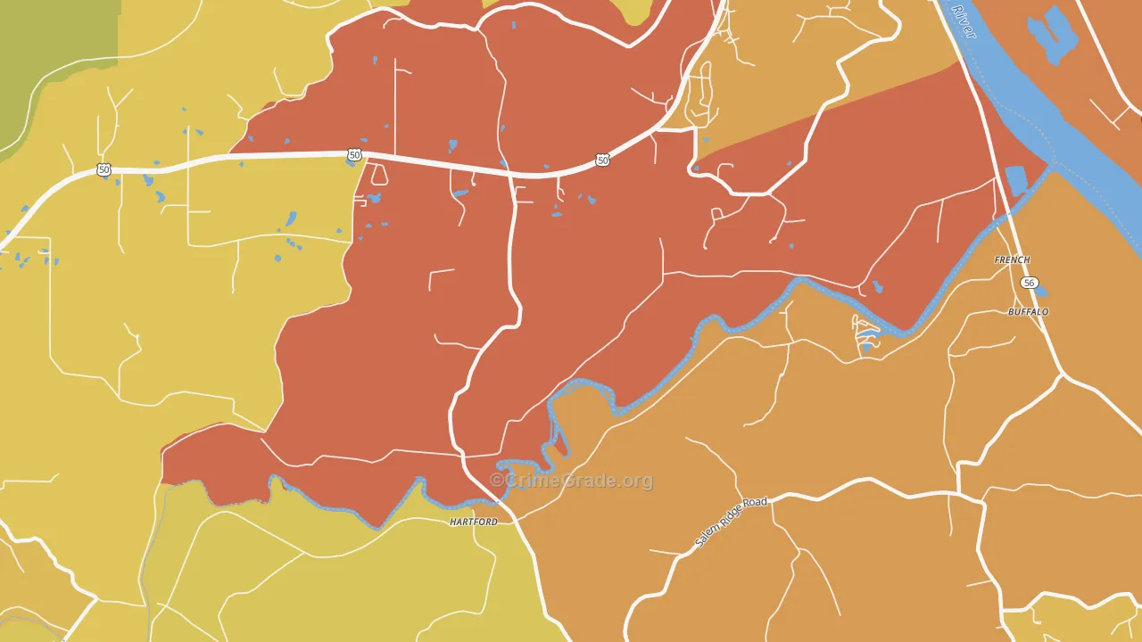 Hartford, IN Map of Assault Rates