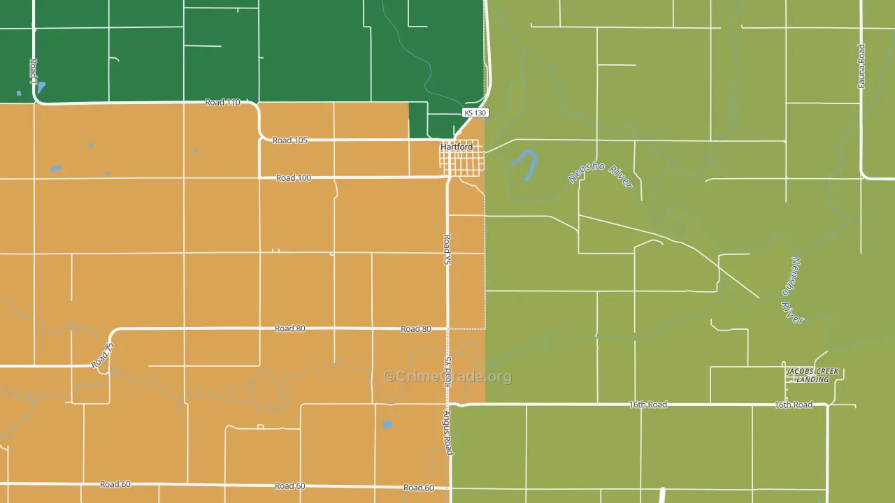 Hartford, KS Map of Assault Rates