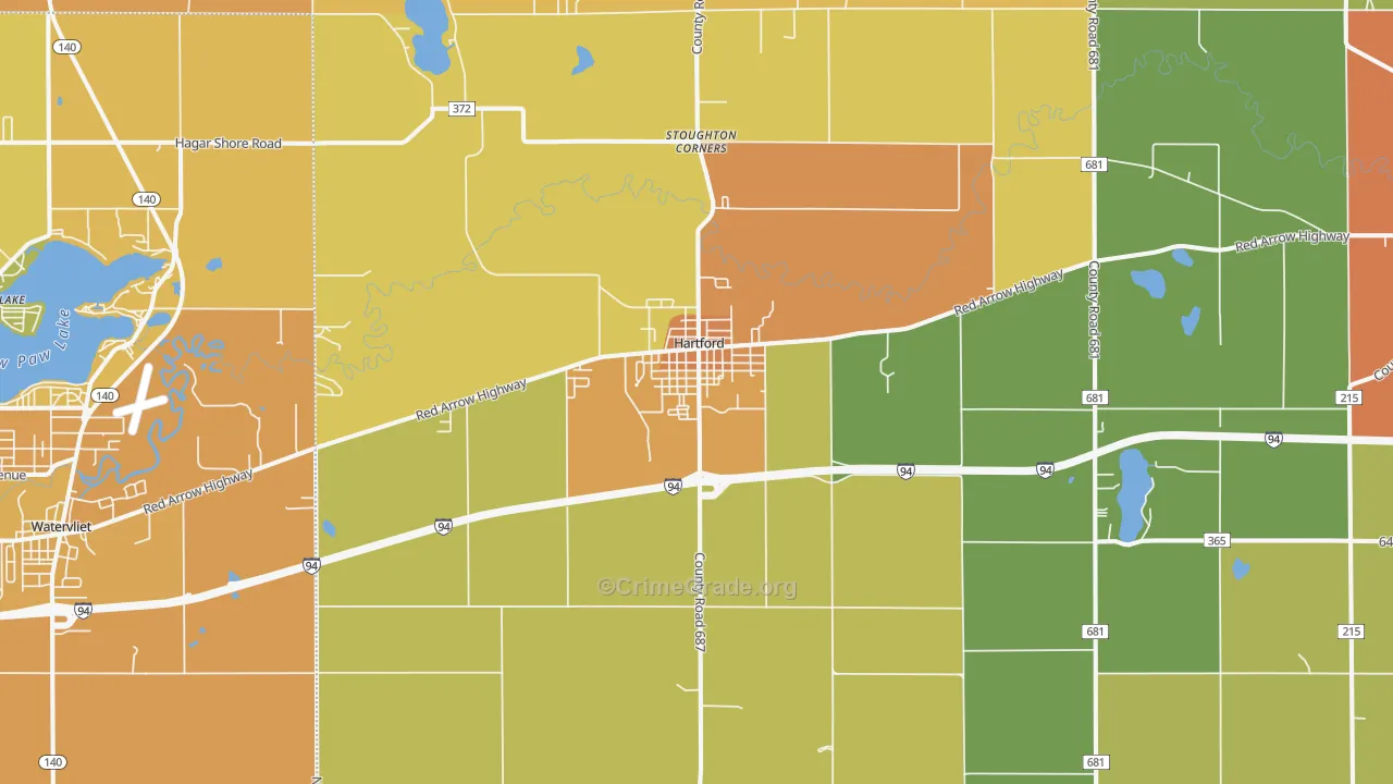 Hartford, MI Map of Assault Rates