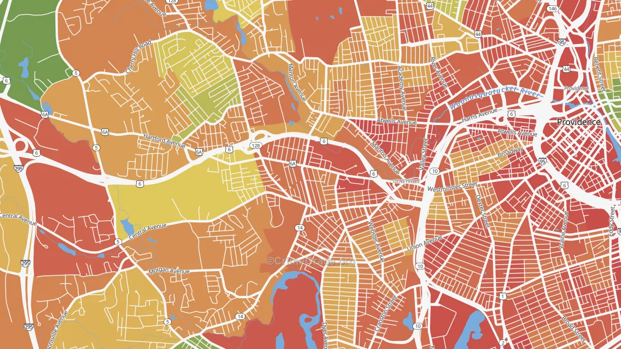 Hartford, Providence, RI Map of Assault Rates