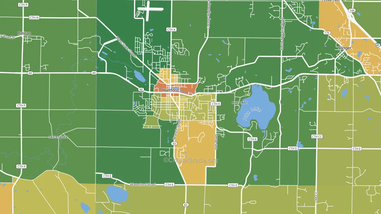 Hartford, WI Map of Assault Rates