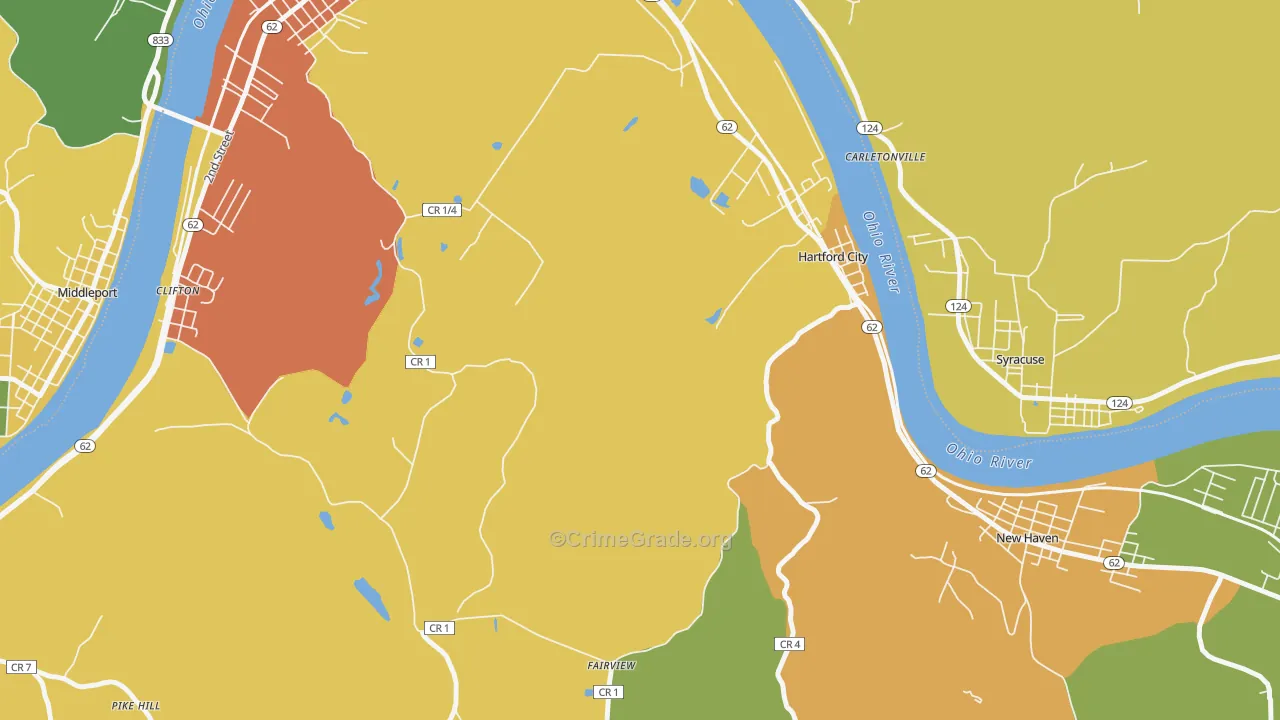 Hartford, WV Map of Assault Rates