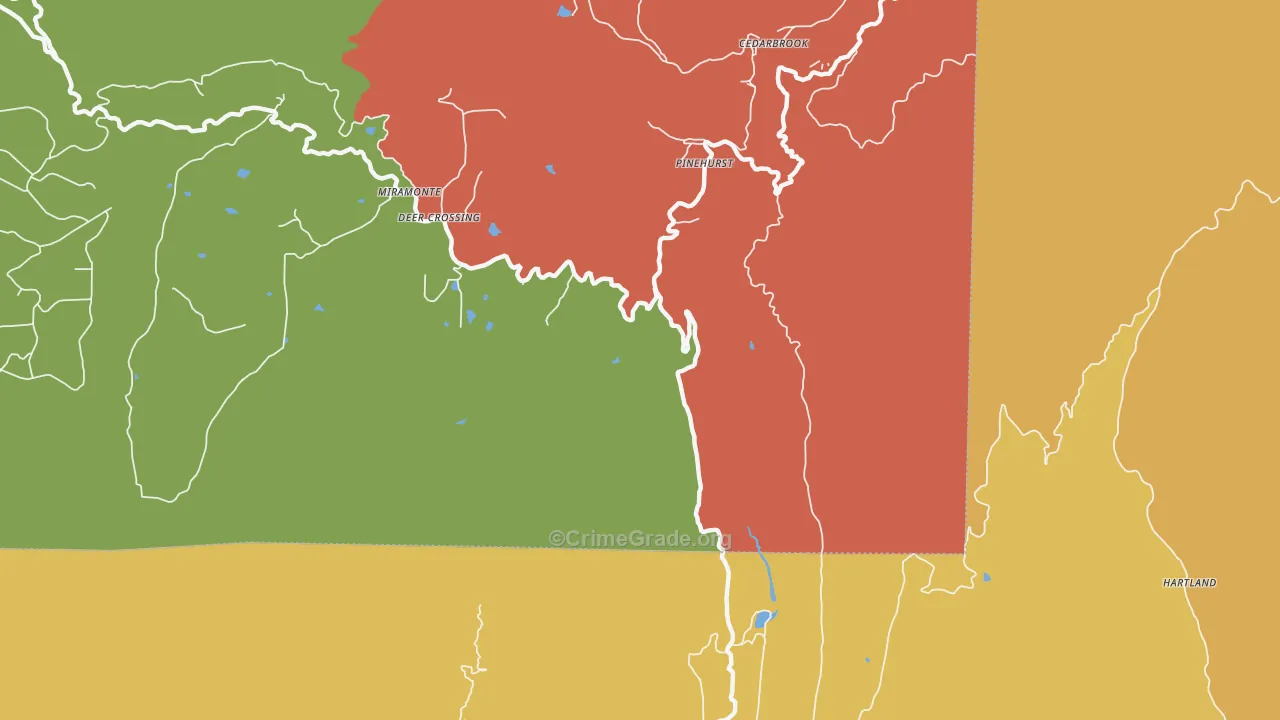 Hartland, CA Map of Assault Rates