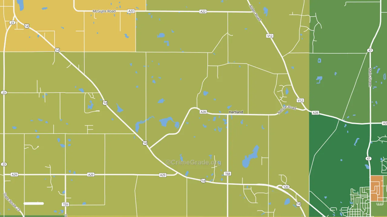 Hartland, IL Map of Assault Rates
