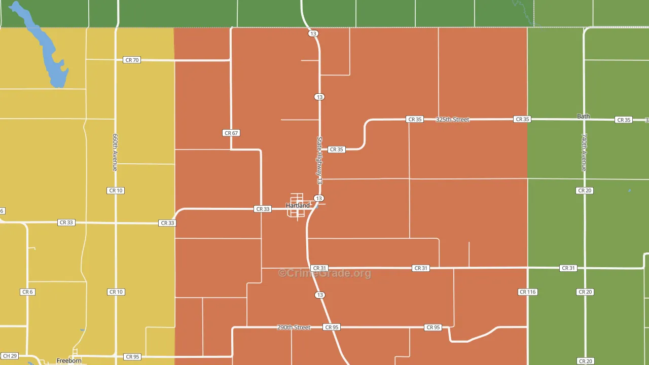 Hartland, MN Map of Assault Rates