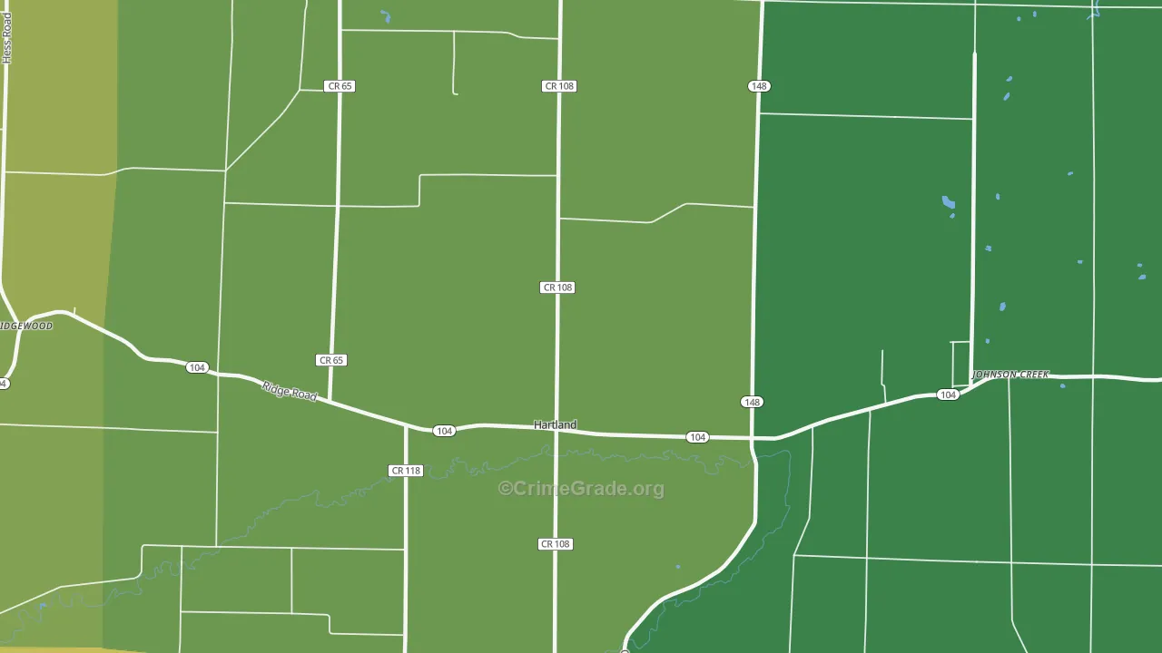 Hartland, NY Map of Assault Rates