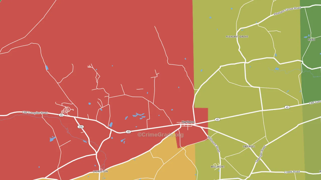 Hartleton, PA Map of Assault Rates