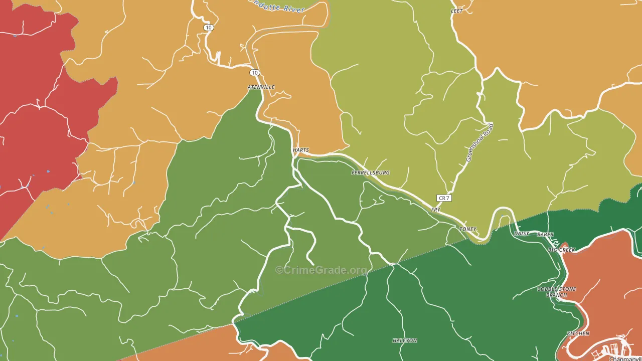 Harts, WV Map of Assault Rates
