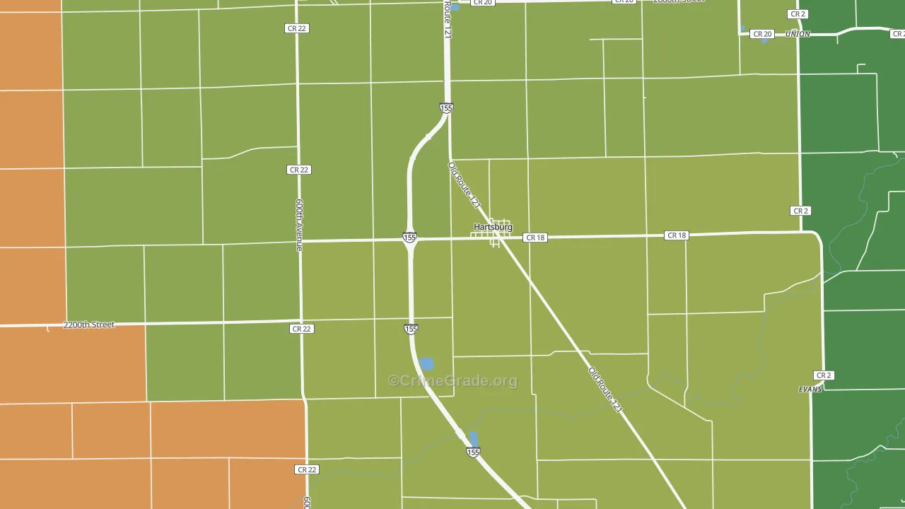 Hartsburg, IL Map of Assault Rates