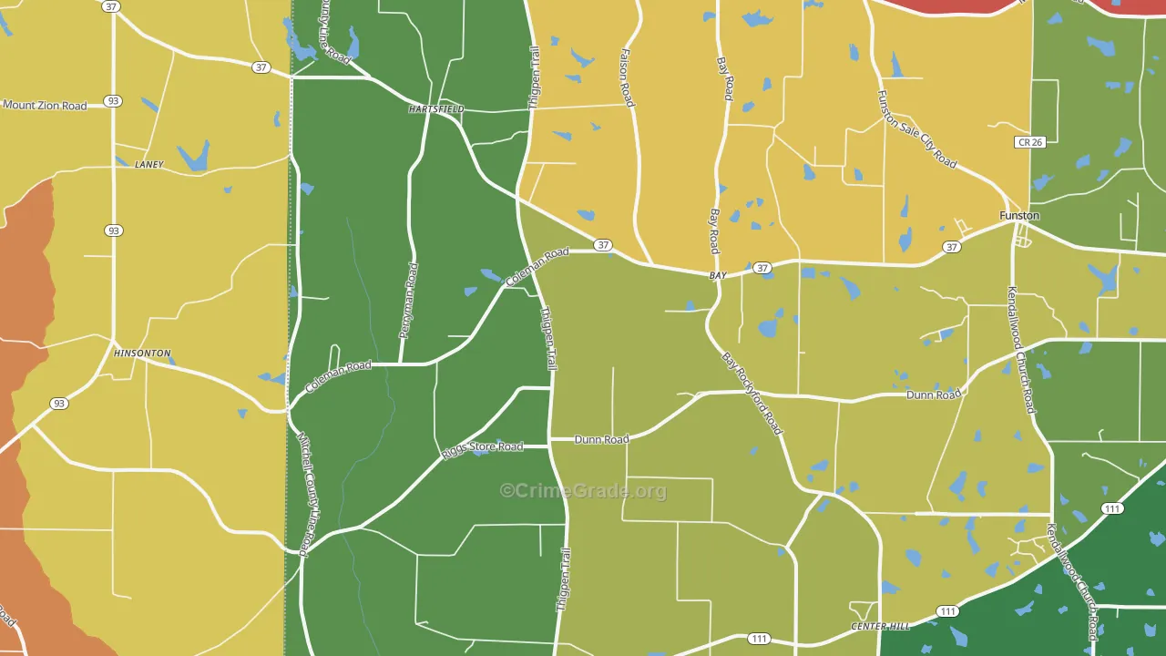 Hartsfield, GA Map of Assault Rates