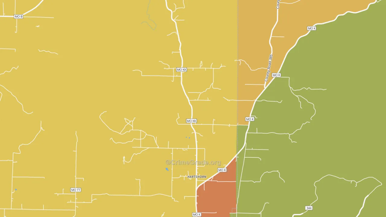 Hartshorn, MO Map of Assault Rates