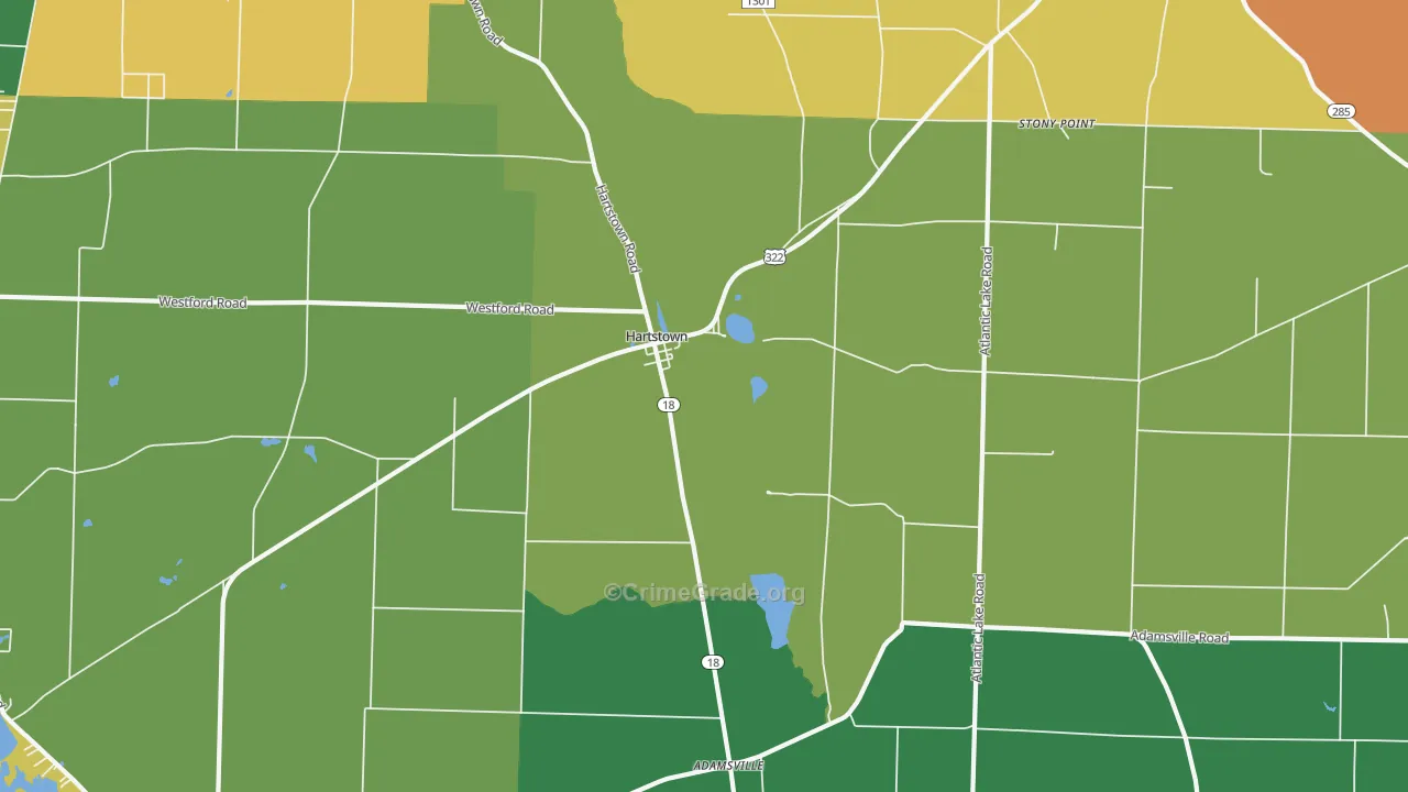 Hartstown, PA Map of Assault Rates