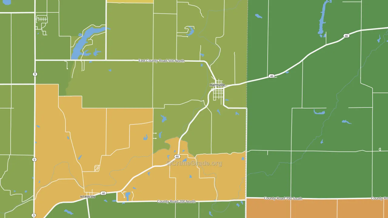 Hartsville, IN Map of Assault Rates