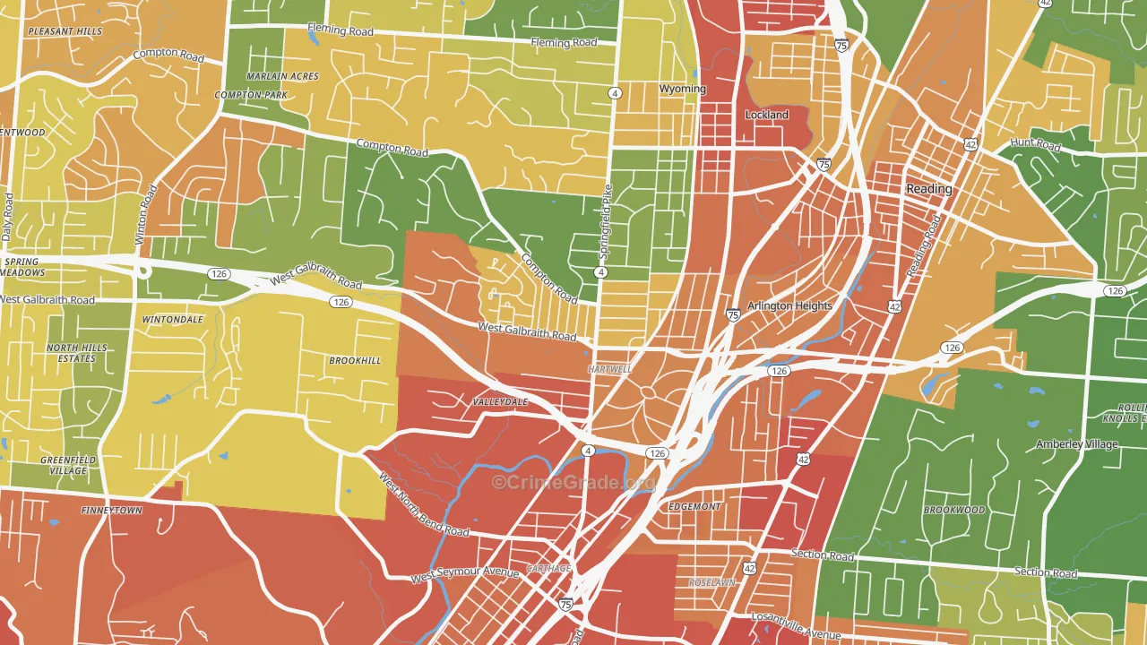Hartwell, Cincinnati, OH Map of Assault Rates